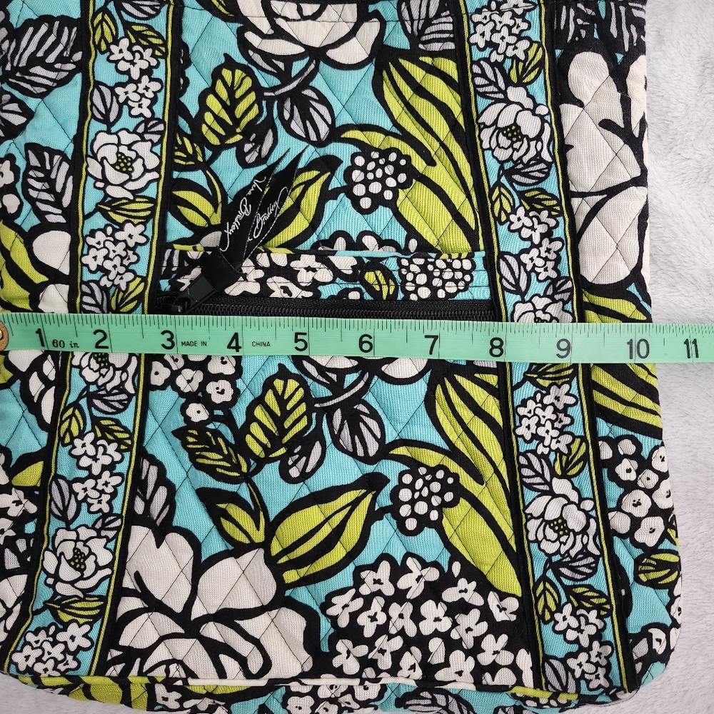 VERA BRADLEY Floral Quilted Fabric Messenger Crossbody Bag Multicolor Teal Black - Picture 7 of 8